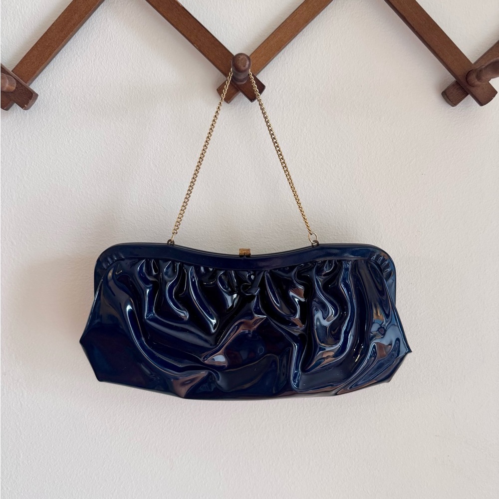 Chic Midnight Blue Patent Clutch